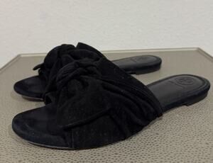 Tory Burch Womens Annabelle Black Bow Slip-On Slide Sandals Size 7.5 M